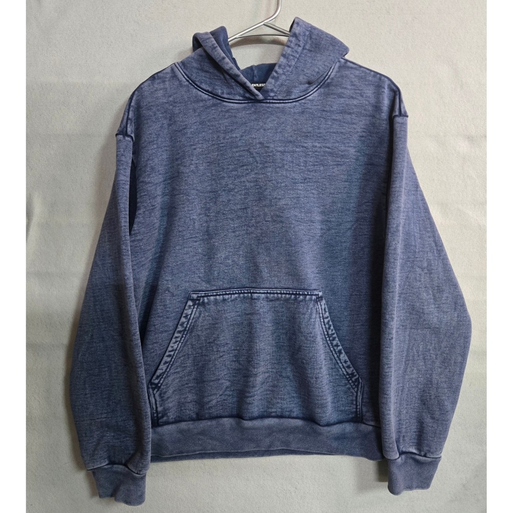 TALENTLESS Mineral Wash Hoodie Blue Gray M Heavyweight Streetwear Loungewear